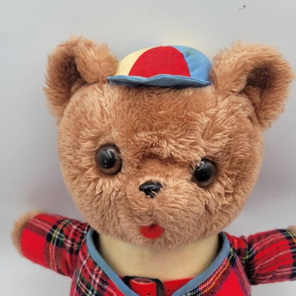 DAKIN Learn To Dress 18" Plush Bear Vintage 1977 Plaid Tartan Coat Pinwheel Hat - Picture 2 of 16